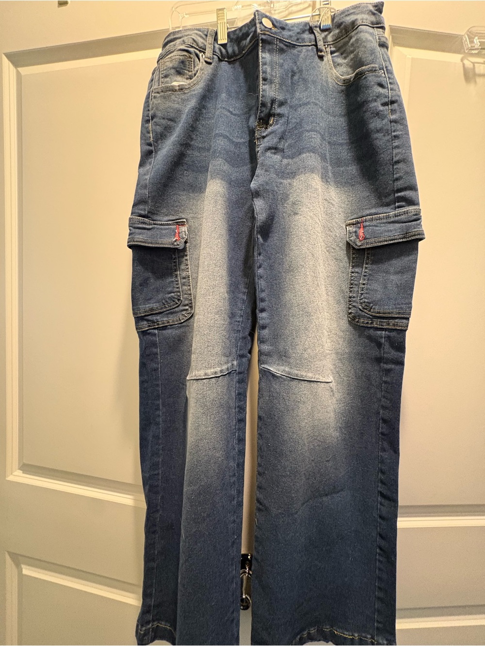 Women’s  Blue Washed Cargo Jeans by HME